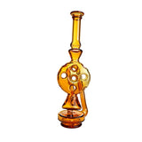 Amber Phoenix Star orb perc Puffco Peak Pro glass attachment shown from the front, available at Fat Ass Glass for a functional heady upgrade. 