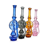 Lineup of Phoenix Star orb perc Puffco Peak Pro glass attachments including the amber version, all for sale online at Fat Ass Glass.