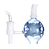 Closeup of the blue orb recycler chamber on the Phoenix Star 8 inch dab rig, designed for clean, cool hits