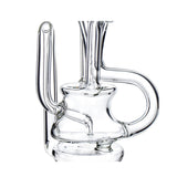 Side view of the Phoenix Star recycler Puffco Peak Pro glass attachment showing curved handle and recycler tubes, ready to buy online from Fat Ass Glass.