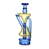 Full shot of the Phoenix Star silver fumed recycler attachment for Puffco Peak Pro in blue glass, ready to buy online from Fat Ass Glass.