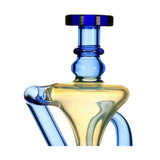 Close up of the mouthpiece and neck on the blue Phoenix Star silver fumed Puffco Peak Pro re