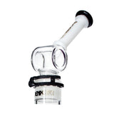Close-up of Phoenix Star modular triple stack bong mouthpiece and joint clamp in black, premium glass from Fat Ass Glass