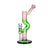 Phoenix Star Zig Zag inline perc glass bong in green and pink with clear bowl and round base, for sale at Fat Ass Glass.