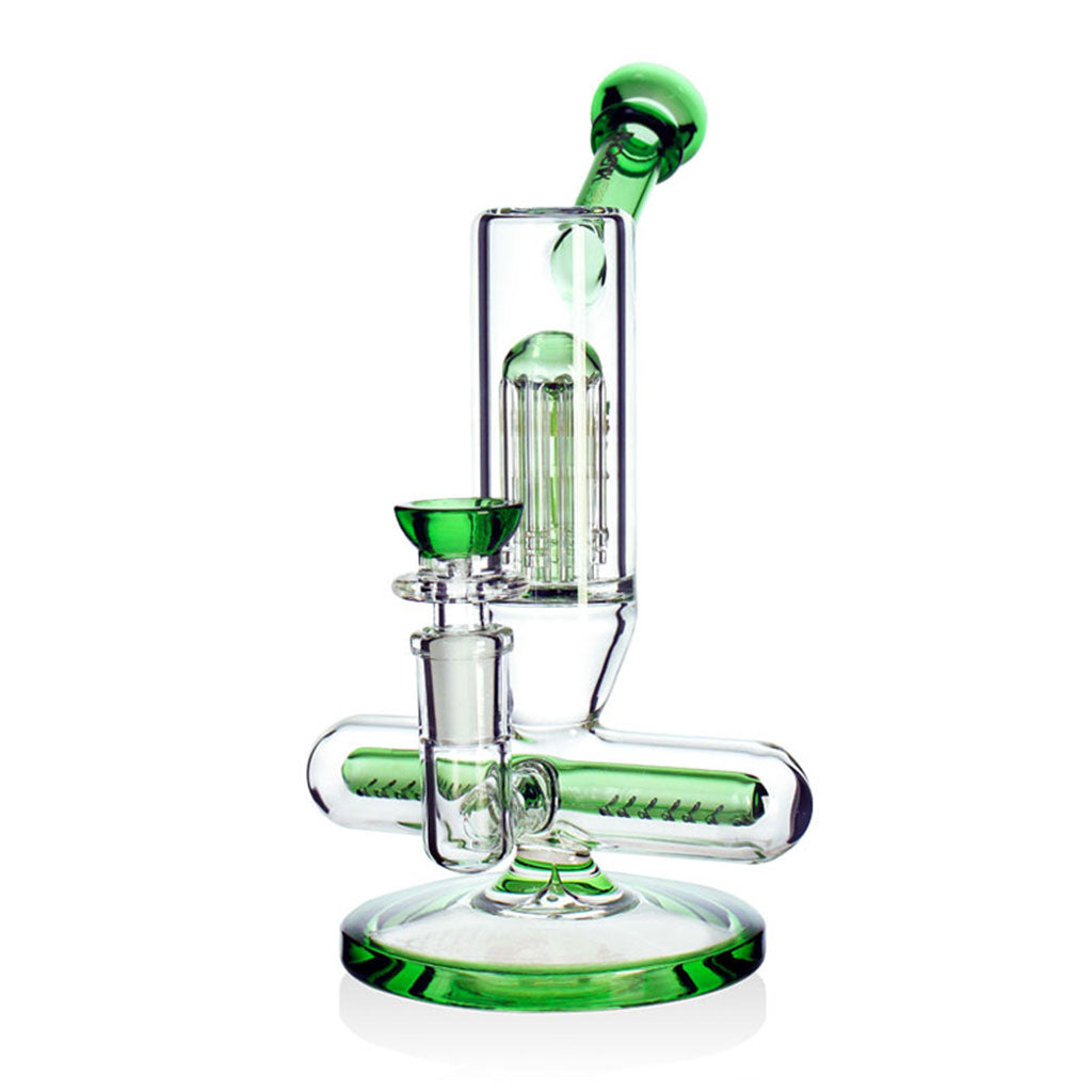 Green Phoenixstar glass bong with seven arm tree percolator for sale, secure checkout and fast shipping from Fat Ass Glass.