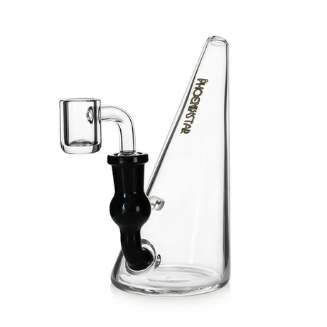 Phoenix Star 6 inch slanted cone base mini dab rig with black accent stem at Fat Ass Glass