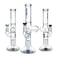 Phoenix Star dual percolator beaker bong with various color accents, inline perc, 6 arm tree perc & ice catcher
