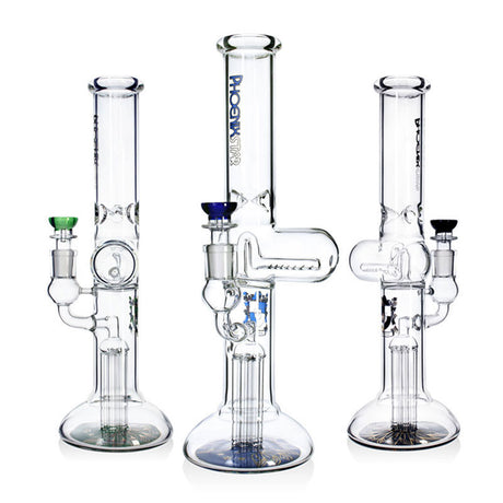 Phoenix Star dual percolator beaker bong with various color accents, inline perc, 6 arm tree perc & ice catcher