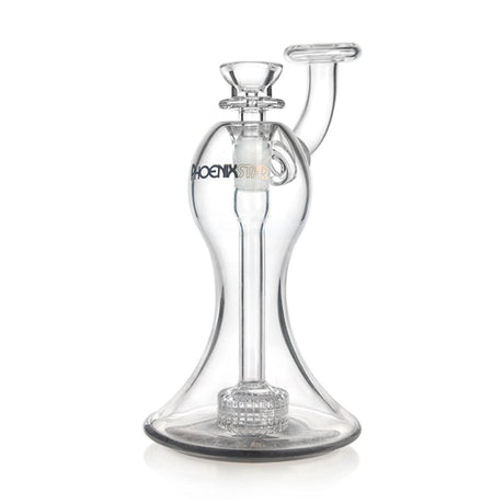 PHX 7 inch hourglass body matrix perc glass mini bubbler with black base accent at Fat Ass Glass