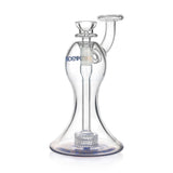 PHX 7 inch hourglass body matrix perc glass mini bubbler with blue base accent at Fat Ass Glass