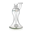 PHX 7 inch hourglass body matrix perc glass mini bubbler with green base accent at Fat Ass Glass