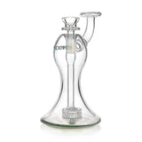 PHX 7 inch hourglass body matrix perc glass mini bubbler with green base accent at Fat Ass Glass