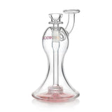 PHX 7 inch hourglass body matrix perc glass mini bubbler with pink base accent at Fat Ass Glass