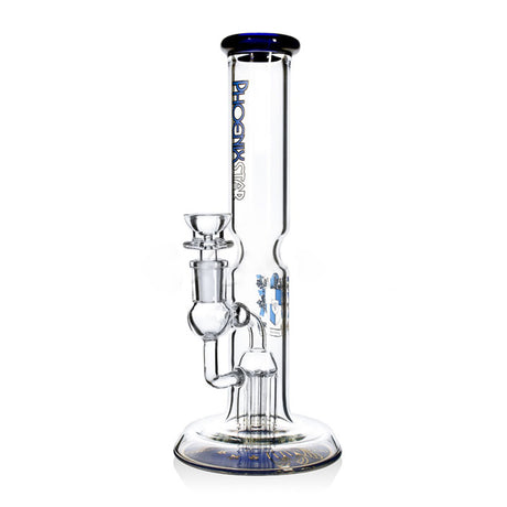 Blue-accent PHX Showerhead Perc Ash Catcher Beaker Bong with beaker base and five-arm perc at FGC