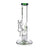 Green-accent PHX Showerhead Perc Ash Catcher Beaker Bong with beaker base and five-arm perc at FGC