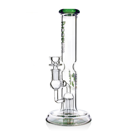 Green-accent PHX Showerhead Perc Ash Catcher Beaker Bong with beaker base and five-arm perc at FGC