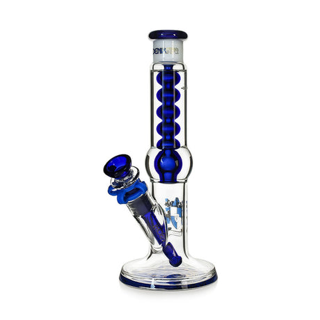 PHX Star 10 inch freezable glycerin straight tube bong in blue showing redesigned condenser