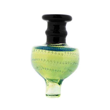 Pointed Dome Carb Cap In Green Two-Tone Glass Front View Available At Fat Ass Glass
