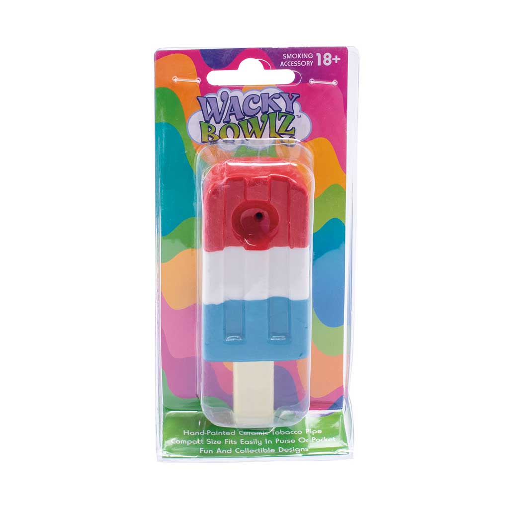 RED WHITE & BLUE POPSICLE CERAMIC PIPE - WACKY BOWLZ