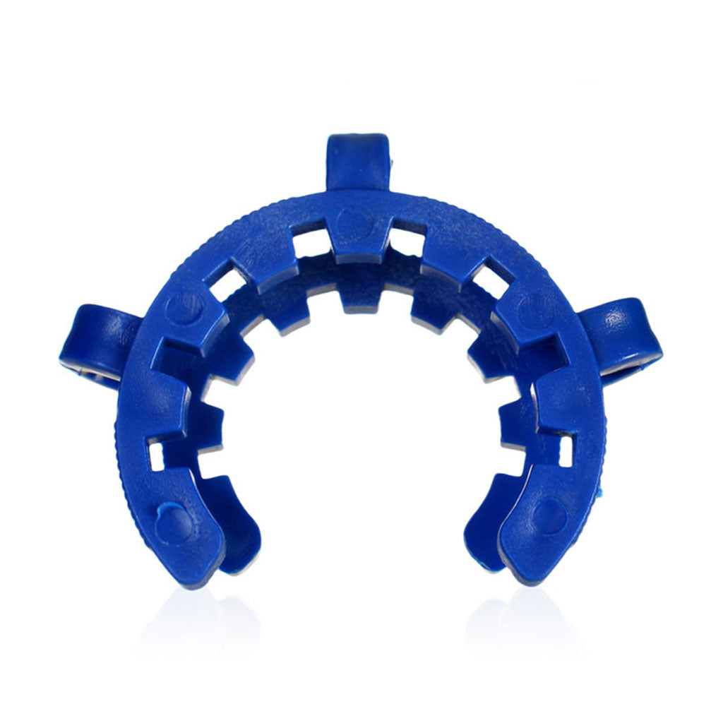 Blue plastic keck clip for securing a 34mm freezable coil replacement top to the joint 