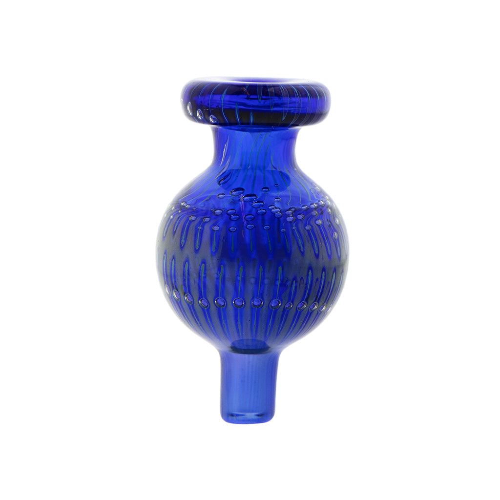 Round Dotted Line Carb Cap In Blue - Front View Displaying Textured Dotted Pattern and Airflow Design