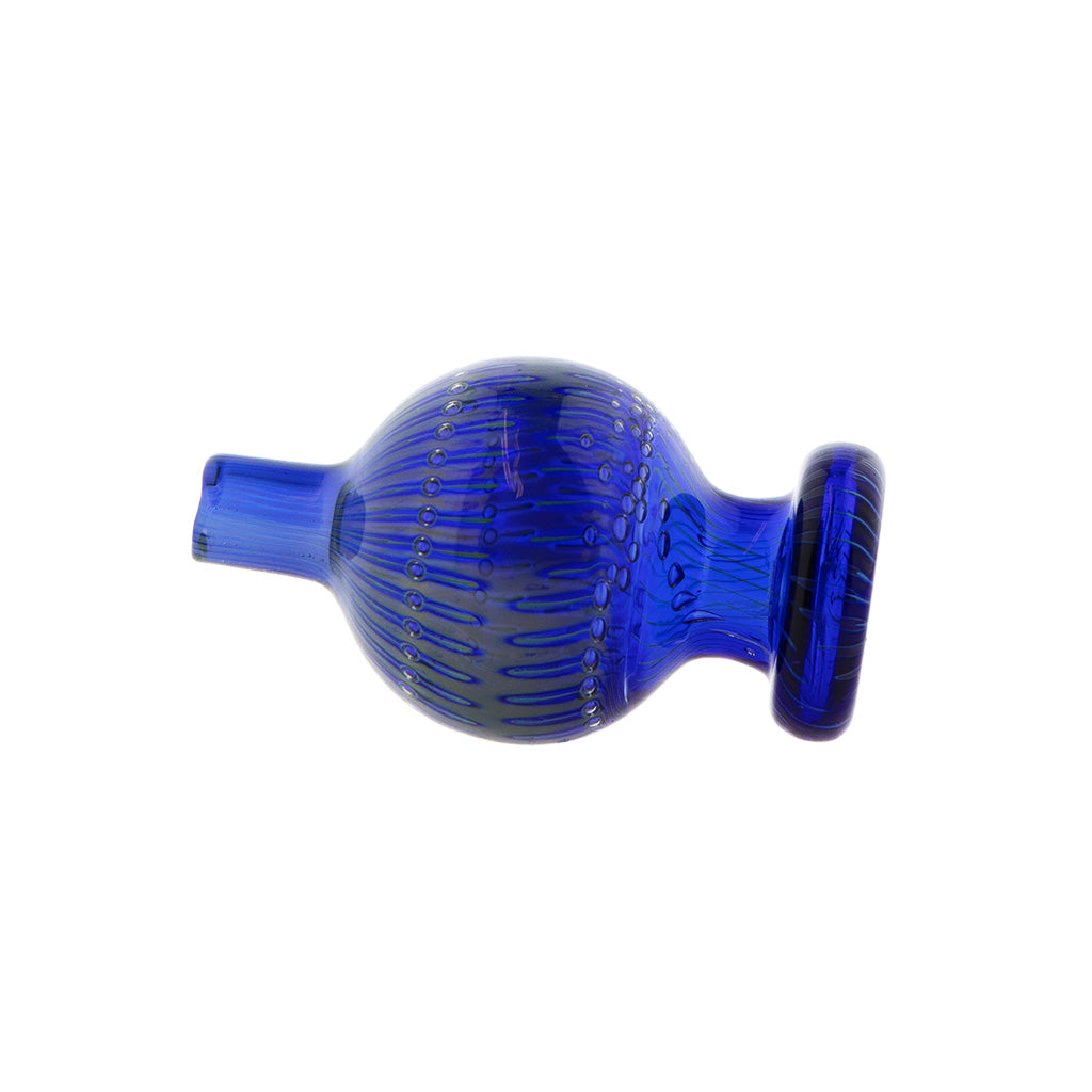 Round Dotted Line Carb Cap In Blue - Side View Showing Textured Dot Detailing