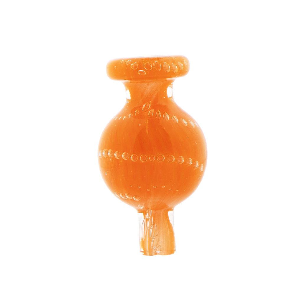 Round Dotted Line Carb Cap in Orange - Front View Displaying Textured Dotted Pattern and Airflow Design