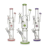SPHERE PERC DOUBLE BOWL GLASS BONG WITH SIDE ARM RECYCLER