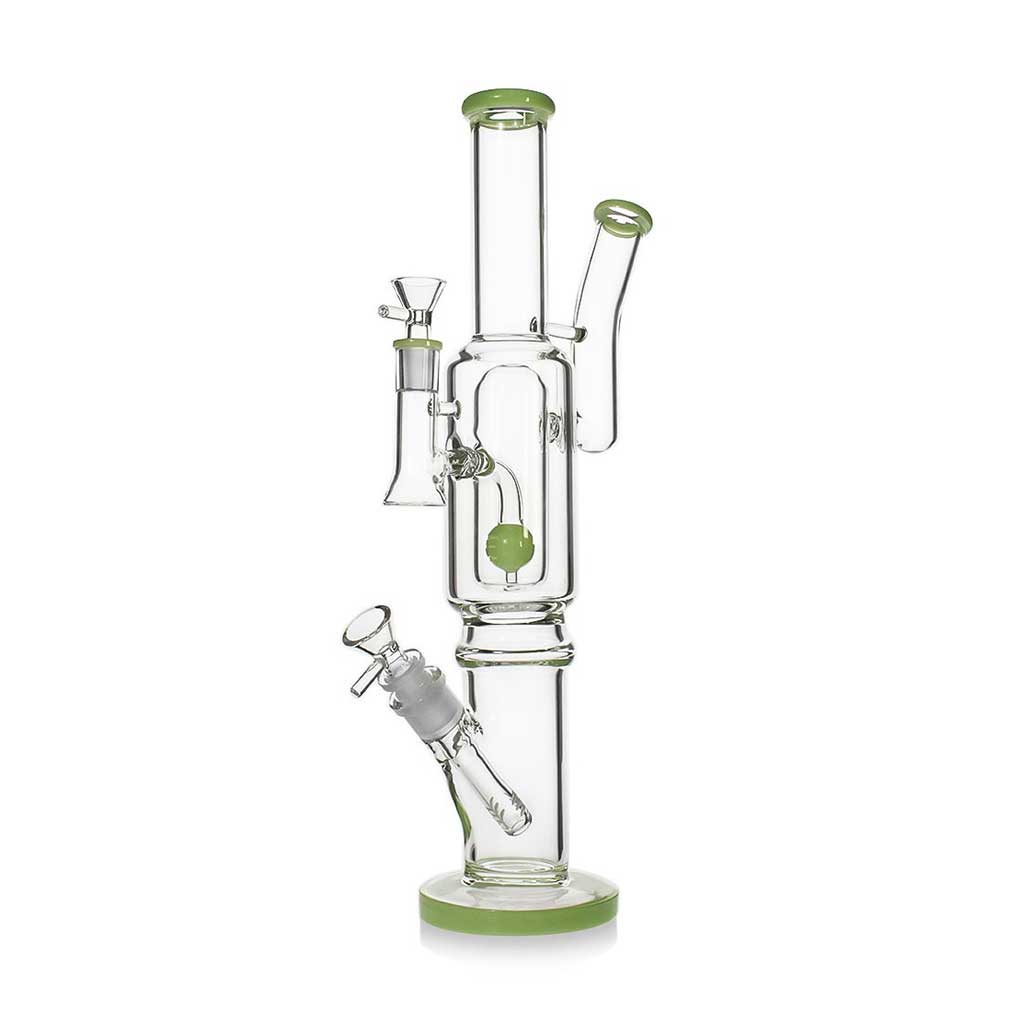 SPHERE PERC DOUBLE BOWL GLASS BONG WITH SIDE ARM RECYCLER