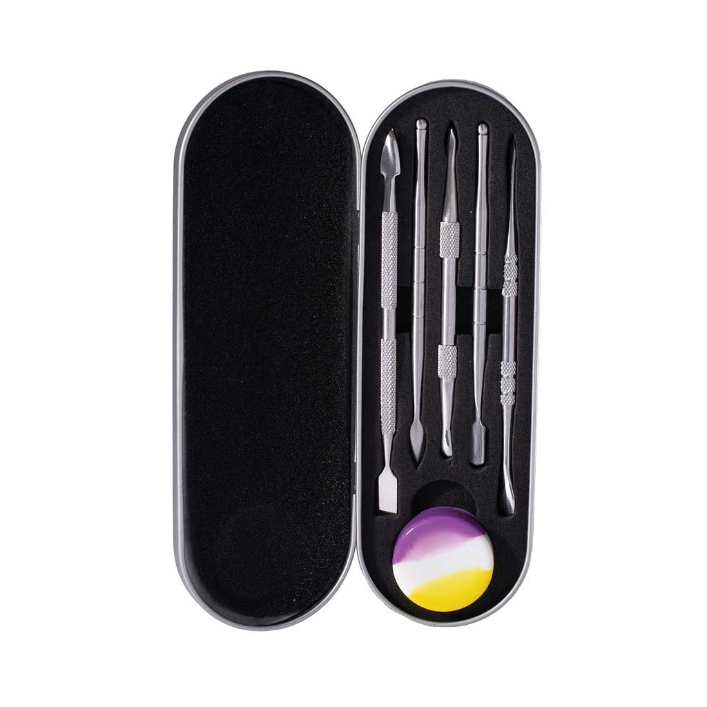 STAINLESS STEEL DABBERS SET WITH SILICONE & TIN