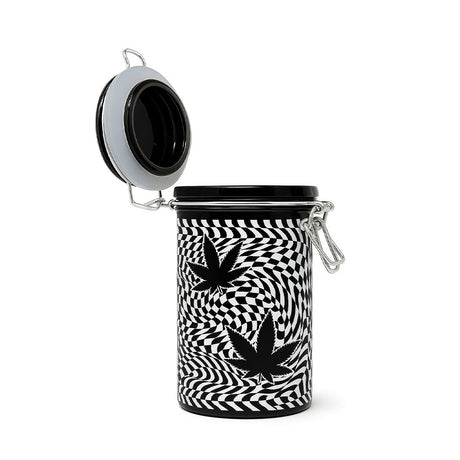 CHECKERBOARD LEAVES STORAGE JAR WITH CLAMPING LID