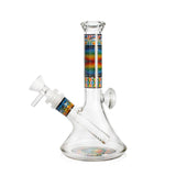 Side view of 7-inch WigWag Beaker Box Set glass bong showing detailed WigWag artwork