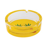 YELLOW SMILEY LEAF GLASS ASHTRAY